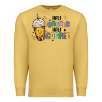 Antique Gold half teacher half coffee Premium Sweatshirt - MaliasSmallBusiness