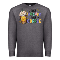 Charcoal Heather half teacher half coffee Premium Sweatshirt - MaliasSmallBusiness