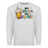 Dove Grey half teacher half coffee Premium Sweatshirt - MaliasSmallBusiness