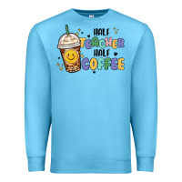 Ocean Blue half teacher half coffee Premium Sweatshirt - MaliasSmallBusiness