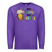 Purple half teacher half coffee Premium Sweatshirt - MaliasSmallBusiness