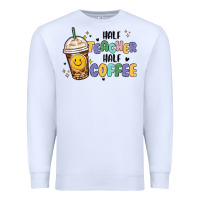 White half teacher half coffee Premium Sweatshirt - MaliasSmallBusiness