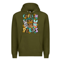 Army Green Chillin with my peeps Easter Premium Hoodie - OliviaCreatesArt