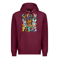 Burgundy Chillin with my peeps Easter Premium Hoodie - OliviaCreatesArt