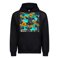 Black black angus and sunflowers seamless pattern Urban Hoodie - HRA Design Shop