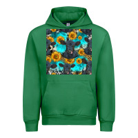 Emerald black angus and sunflowers seamless pattern Urban Hoodie - HRA Design Shop