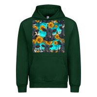 Forest Green black angus and sunflowers seamless pattern Urban Hoodie - HRA Design Shop