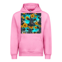 Fuchsia Pink black angus and sunflowers seamless pattern Urban Hoodie - HRA Design Shop