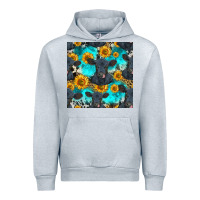 Heather Grey black angus and sunflowers seamless pattern Urban Hoodie - HRA Design Shop