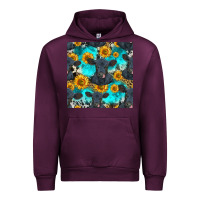Mauve Wine black angus and sunflowers seamless pattern Urban Hoodie - HRA Design Shop