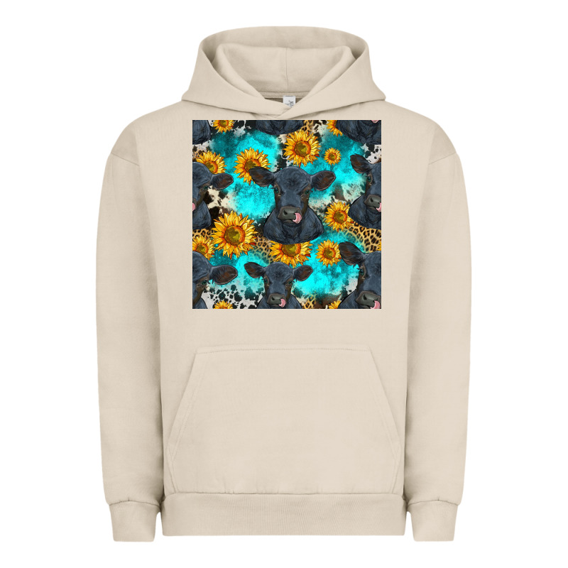 Black Angus And Sunflowers Seamless Pattern Urban Hoodie by HRA Design Shop | Teevron