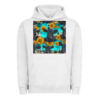Pigment Lunar Rock black angus and sunflowers seamless pattern Urban Hoodie - HRA Design Shop