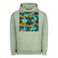 Pigment Oil Green black angus and sunflowers seamless pattern Urban Hoodie - HRA Design Shop