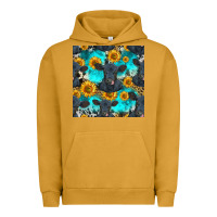 Pigment Peanut Butter black angus and sunflowers seamless pattern Urban Hoodie - HRA Design Shop