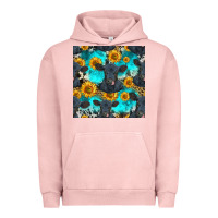 Pigment Salmon black angus and sunflowers seamless pattern Urban Hoodie - HRA Design Shop
