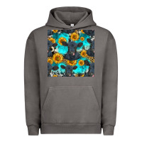 Pigment Tornado black angus and sunflowers seamless pattern Urban Hoodie - HRA Design Shop