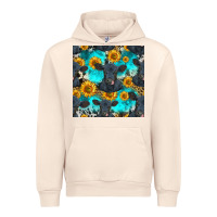 Sandshell black angus and sunflowers seamless pattern Urban Hoodie - HRA Design Shop