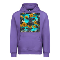 Tulip black angus and sunflowers seamless pattern Urban Hoodie - HRA Design Shop