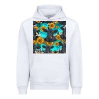 White black angus and sunflowers seamless pattern Urban Hoodie - HRA Design Shop