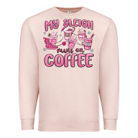 Pale Pink my sleigh runs on coffee Premium Sweatshirt - MaliasSmallBusiness