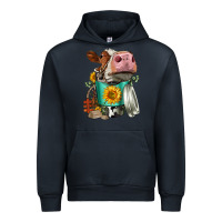 Navy Simmental Cow Coffee Cup Urban Hoodie - FaDigitalArtStudio