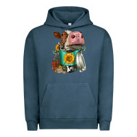 Pigment Midnight Navy Simmental Cow Coffee Cup Urban Hoodie - FaDigitalArtStudio