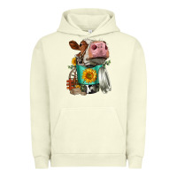 Pigment Pistachio Simmental Cow Coffee Cup Urban Hoodie - FaDigitalArtStudio