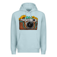 Blue Mist Sunflower Gemstone Vintage Camera Premium Hoodie - FaDigitalArtStudio