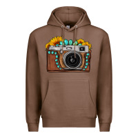 Chestnut Sunflower Gemstone Vintage Camera Premium Hoodie - FaDigitalArtStudio
