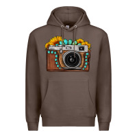 Coffee Sunflower Gemstone Vintage Camera Premium Hoodie - FaDigitalArtStudio