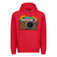 Red Sunflower Gemstone Vintage Camera Premium Hoodie - FaDigitalArtStudio