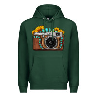 Sports Green Sunflower Gemstone Vintage Camera Premium Hoodie - FaDigitalArtStudio