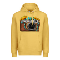 Antique Gold Sunflower Gemstone Vintage Camera Premium Hoodie - FaDigitalArtStudio