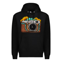 Black Sunflower Gemstone Vintage Camera Premium Hoodie - FaDigitalArtStudio