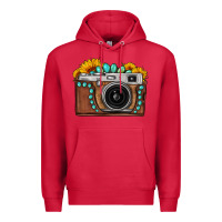 Cardinal Sunflower Gemstone Vintage Camera Premium Hoodie - FaDigitalArtStudio