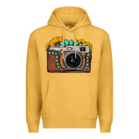 Mustard Sunflower Gemstone Vintage Camera Premium Hoodie - FaDigitalArtStudio