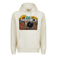 Oatmeal Heather Sunflower Gemstone Vintage Camera Premium Hoodie - FaDigitalArtStudio