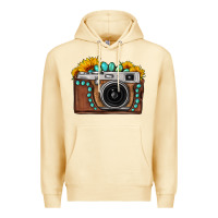 Pina Colada Sunflower Gemstone Vintage Camera Premium Hoodie - FaDigitalArtStudio
