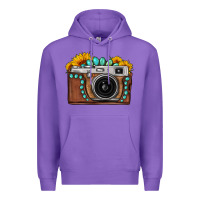 Purple Sunflower Gemstone Vintage Camera Premium Hoodie - FaDigitalArtStudio