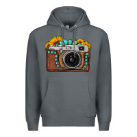 Rock Sunflower Gemstone Vintage Camera Premium Hoodie - FaDigitalArtStudio