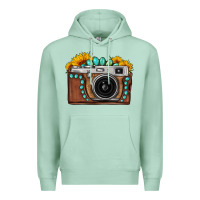 Seafoam Sunflower Gemstone Vintage Camera Premium Hoodie - FaDigitalArtStudio