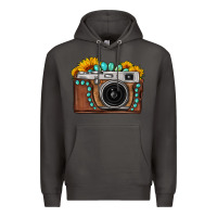 Smoke Sunflower Gemstone Vintage Camera Premium Hoodie - FaDigitalArtStudio