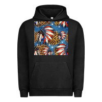 Pigment Black 4th of july indian headdress seamless pattern Urban Hoodie - HRA Design Shop