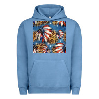 Pigment Pebble Blue 4th of july indian headdress seamless pattern Urban Hoodie - HRA Design Shop