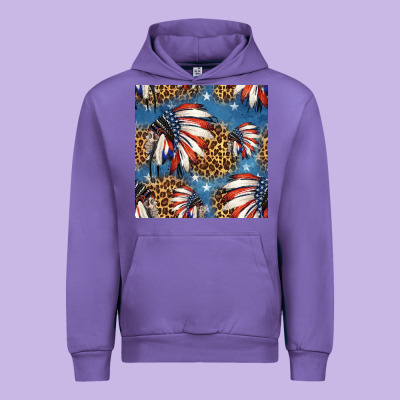 4th Of July Indian Headdress Seamless Pattern Urban Hoodie Designed By Hra Design Shop