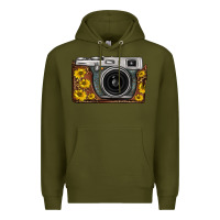Army Green sunflower leopard vintage camera Premium Hoodie - FaDigitalArtStudio