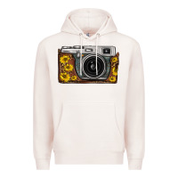 Pale Pink sunflower leopard vintage camera Premium Hoodie - FaDigitalArtStudio