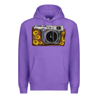 Purple sunflower leopard vintage camera Premium Hoodie - FaDigitalArtStudio