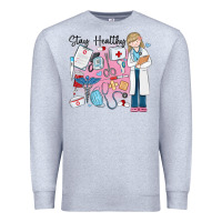Heather Grey stay healthy nurse Premium Sweatshirt - MaliasSmallBusiness