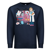 Navy stay healthy nurse Premium Sweatshirt - MaliasSmallBusiness